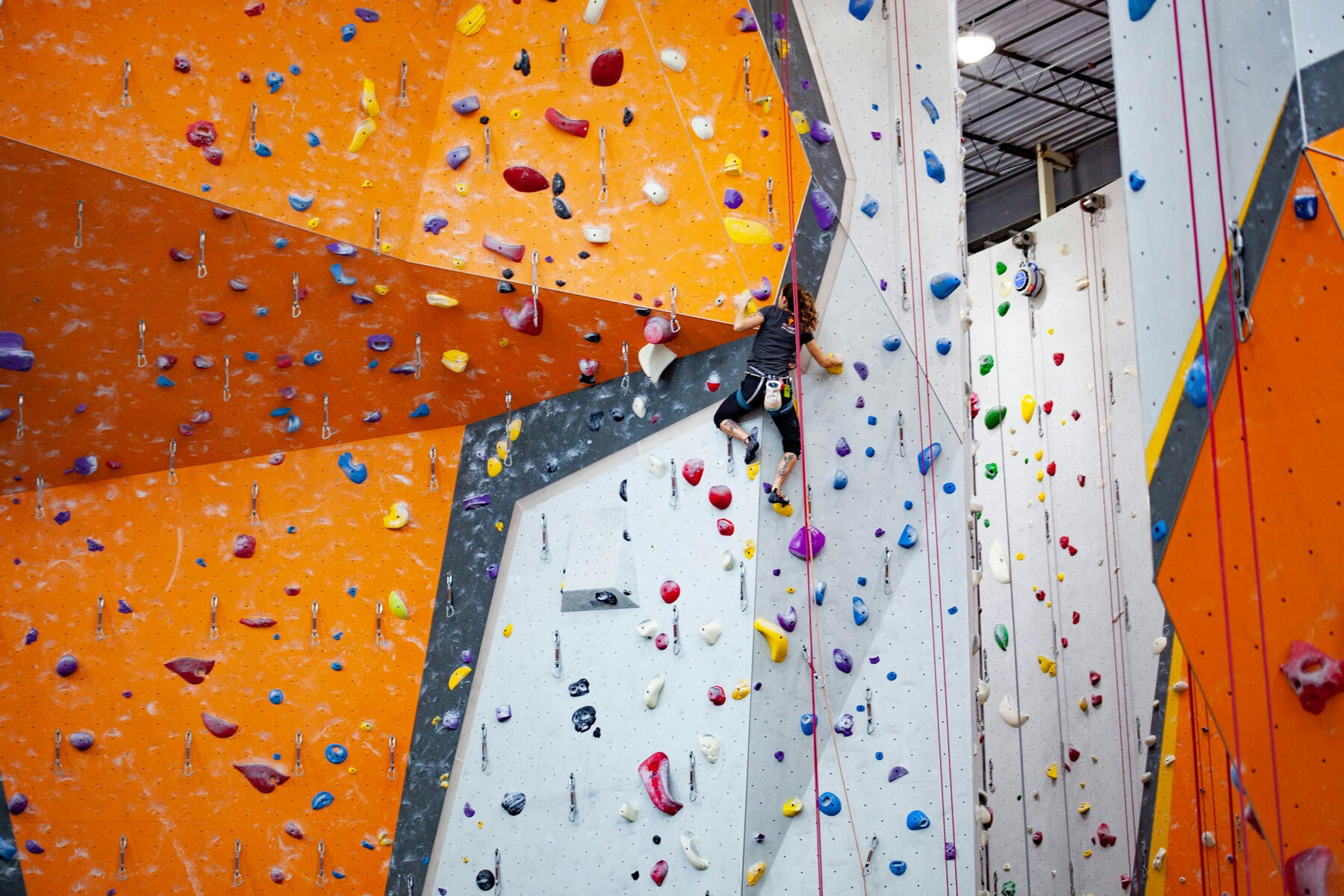 Lead climbing coaching on indoor wall
